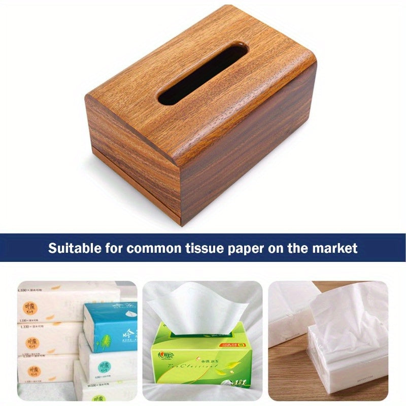 Premium Walnut Wood Tissue Box Cover 5.6x5.6x6 Wooden Box Holder with Slide Out Bottom Modern Decor Look for Bedroom Dining Table Office 100% Wood