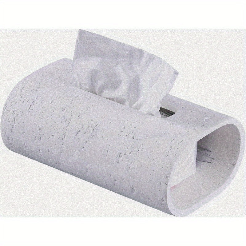 Natural Travertine Textures Tissue Box Holder - Rectangular Resin Decorative Cover for Bathroom, Kitchen, Bedroom, Living Room, Office - White, Durable & Stylish Design, Bathroom Decor And Accessories, Kitchen Accessory, Modern Decor Item, Smooth Finish