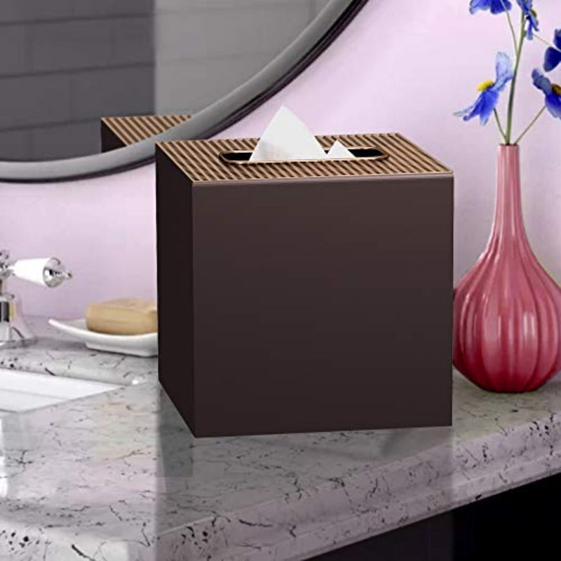 Selma Orb Boutique Tissue Box Cover Set Stainless Steel Square Facial Tissue Box Holder for Bathroom Vanity CountertopsBedroom DressersCopper orb Finish Medium