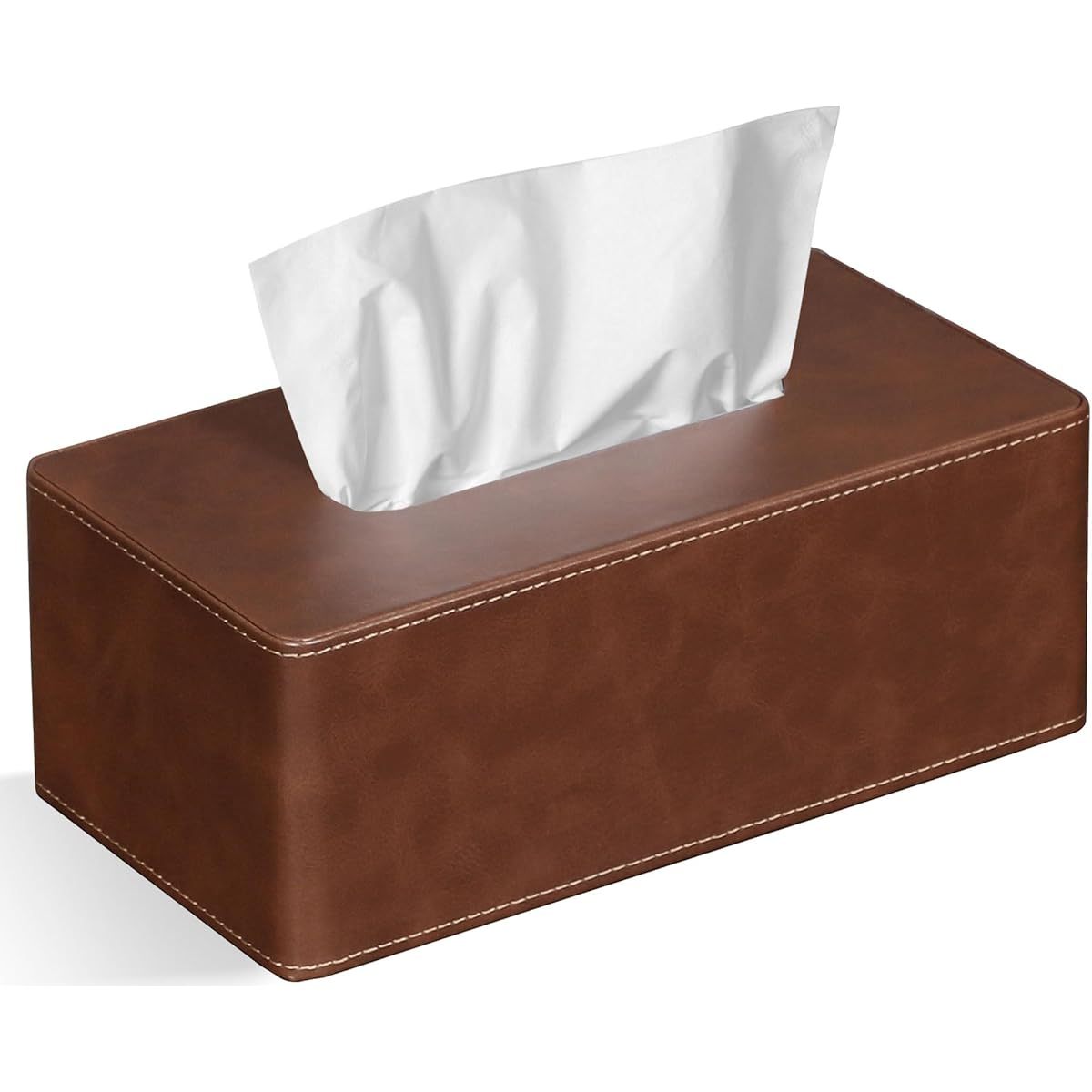 Modern Tissue Box Cover - Elegant Bathroom & Living Room Decor, Fits Standard Facial Tissues, Organizer Dispenser Holder for Vanity, Kitchen, Office - Brown, Vanity Accessory, Sleek Design, Smooth Texture, Functional Decor, Interior Designers