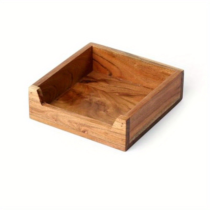 Acacia Wood Tissue Holder Box - Rectangular 8x8x2 Inch Bathroom Organizer with Lid, Durable Wooden Storage for Tissues, Toiletries & Essentials, Natural Wood Finish, Compact Design for Bathroom or Kitchen, Bathroom Organizers And Storage, Minimalist