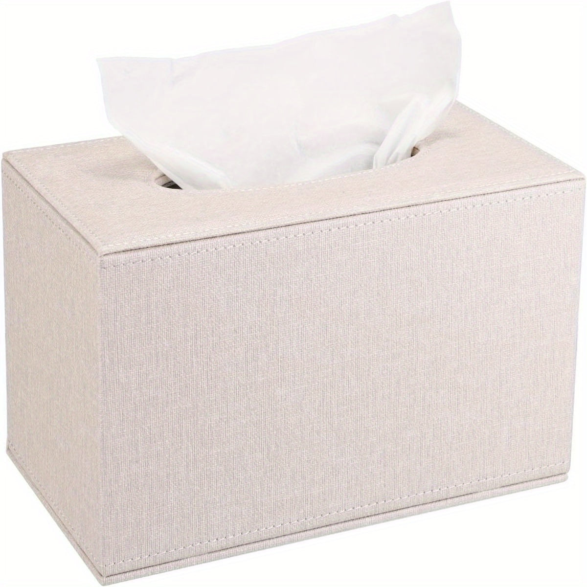 Sumnacon Large Rectangular Tissue Box Cover with Magnetic Closure - Beige & MDF Construction, Decorative Storage Holder with Rounded Corners & Sturdy Frame for Bathroom, Living Room, Office, Car - Fits Large /Kitchen Tissues, Space-Saving Design, Durable