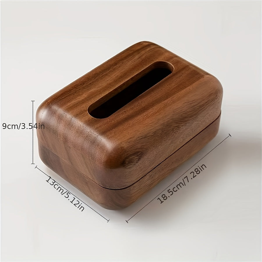 1pc Rustic Solid Wood Tissue Box Holder - Handcrafted Home & Tabletop Decor with Magnetic Closure, Natural Wood Grain Design for Living Room, Bedroom, Kitchen, Dining Room - Decorative and Functional, Decorative Accessory, Simple Elegant Design, Durable