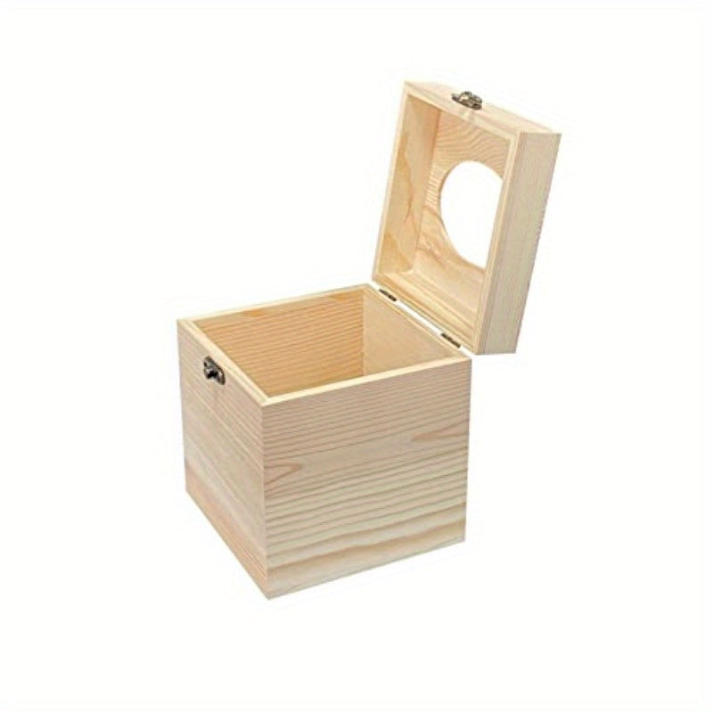 2 Pack Unfinished Wooden Tissue Box Cover for Crafts Oval Opening Solid Square Wood Tissue Holder for Home Decor 5. 1x5. 1x6in