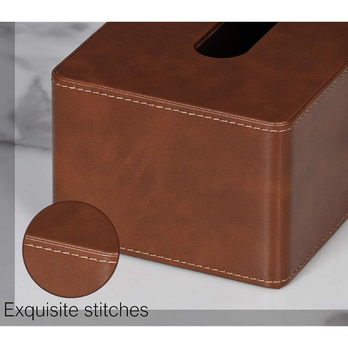 Modern Tissue Box Cover - Elegant Bathroom & Living Room Decor, Fits Standard Facial Tissues, Organizer Dispenser Holder for Vanity, Kitchen, Office - Brown, Vanity Accessory, Sleek Design, Smooth Texture, Functional Decor, Interior Designers