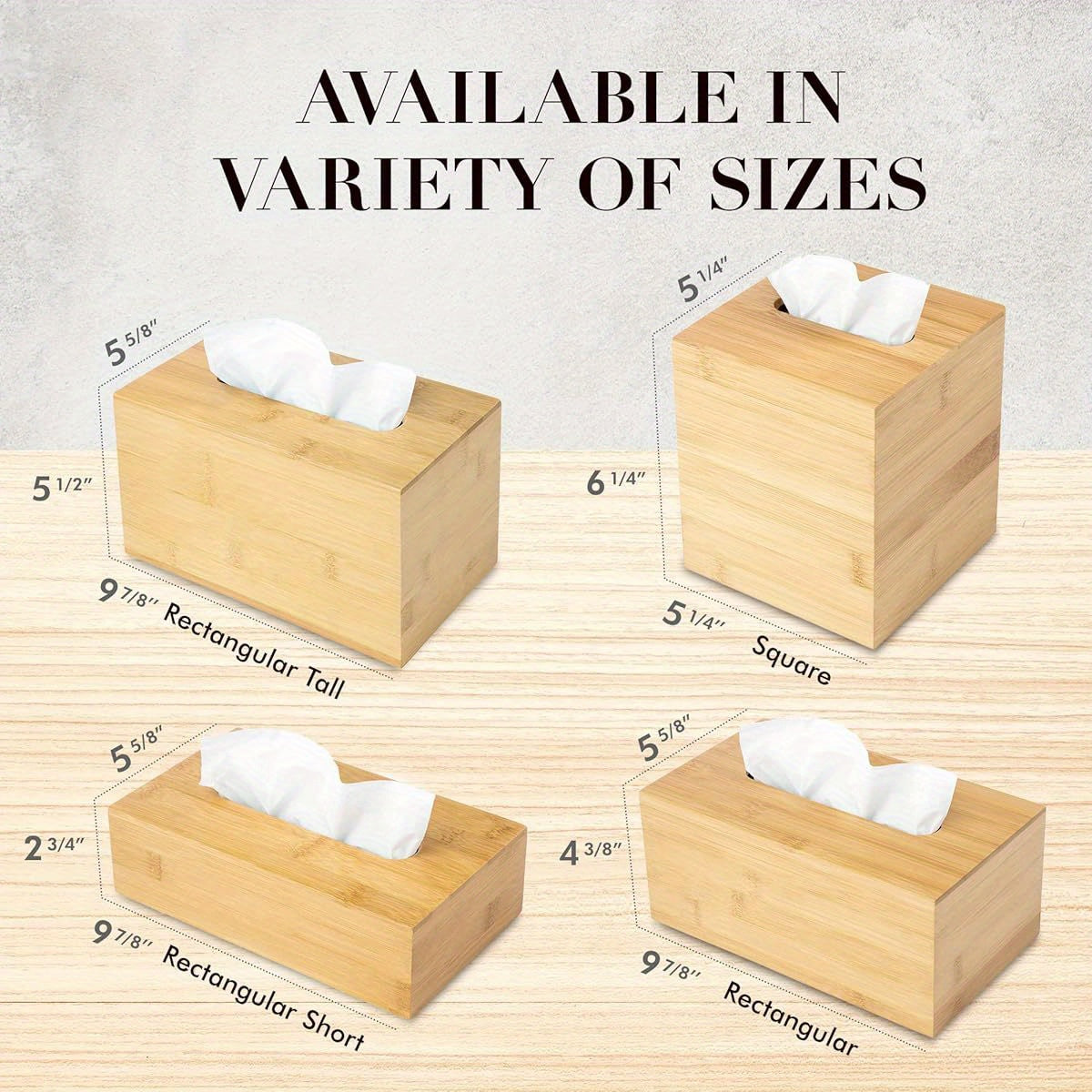 Design Tissue Box Holder - Modern, Minimalist, and Durable Wooden Tissue Box with Sliding Bottom, Easy- Refill - Premium- Quality Bamboo Tissue Box Cover, Fits 184- Count Box, Rectangular, Pack of 2