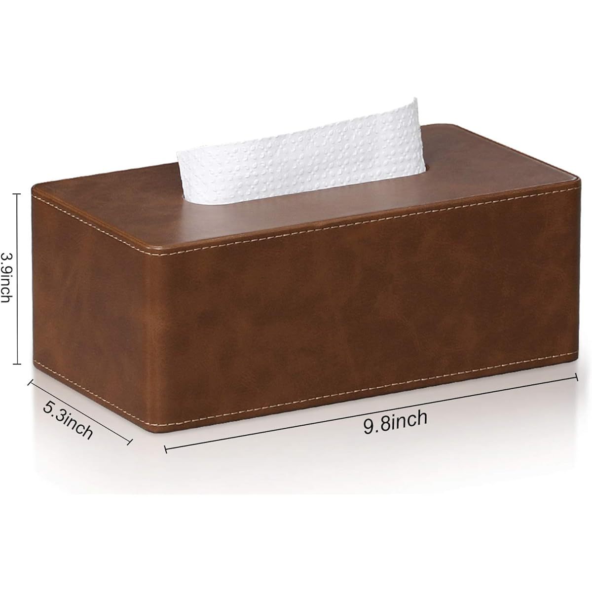 Modern Tissue Box Cover - Elegant Bathroom & Living Room Decor, Fits Standard Facial Tissues, Organizer Dispenser Holder for Vanity, Kitchen, Office - Brown, Vanity Accessory, Sleek Design, Smooth Texture, Functional Decor, Interior Designers