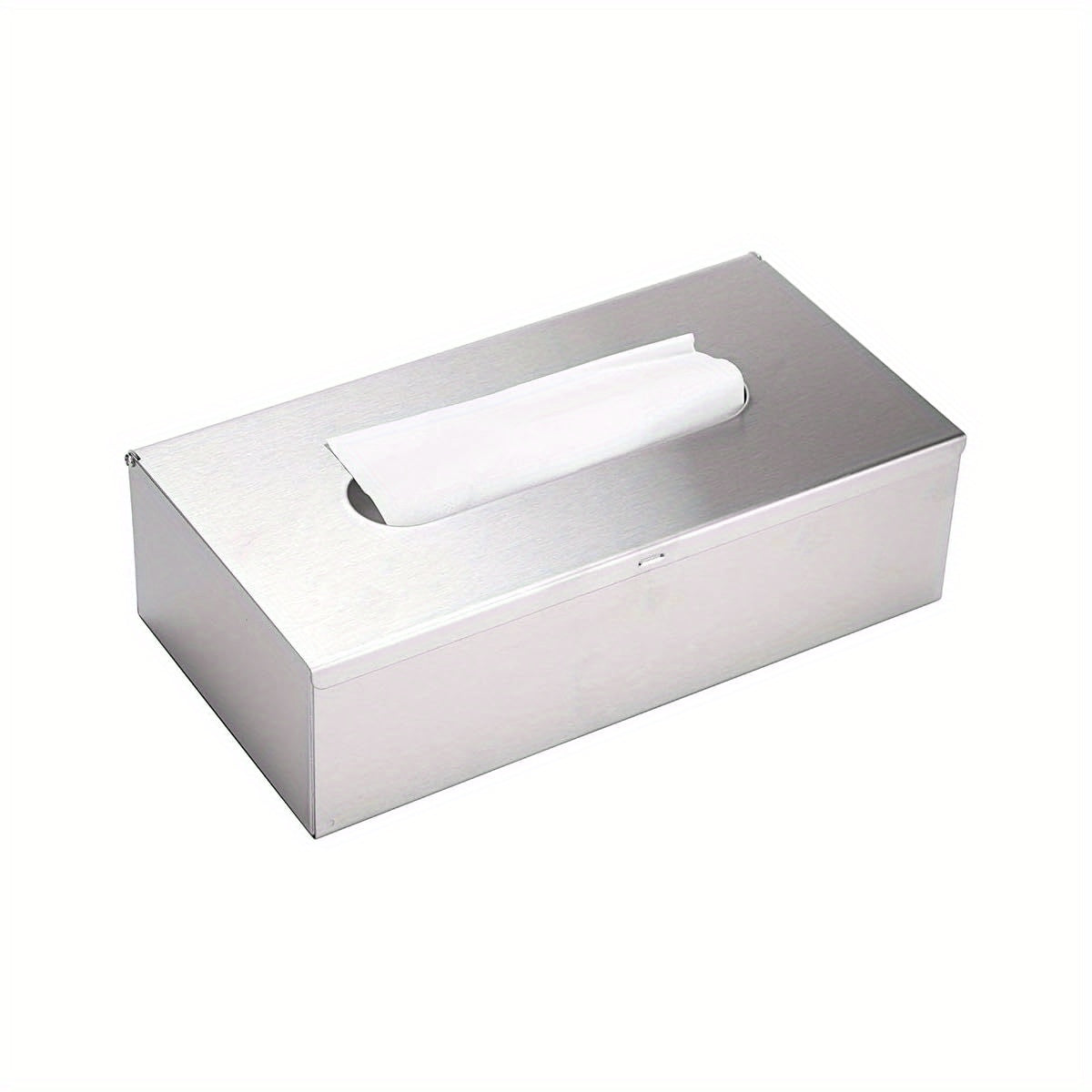 Modern Brushed Nickel Stainless Steel Tissue Box Cover - Sleek Rectangular Design with Secure Clamps, Durable Plastic for Bathroom, Bedroom, Office, and Car Use, Bathroom Organizers And Storage, Versatile Room Accessory, Minimalist Design, Polished Finish