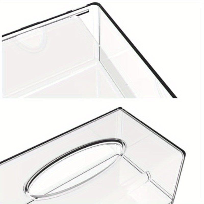 2 Pack Clear Tissue Dispenser Box Lar Facial Acrylic Tissue Box Cover Holder Napkin Organizer for Bathroom Kitchen and Office Room Rectangle 2.64gal X 5.3 W X 4.3 H