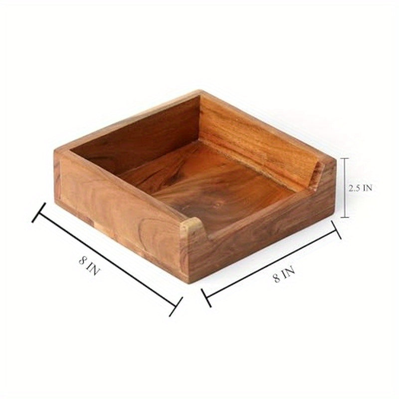 Acacia Wood Tissue Holder Box - Rectangular 8x8x2 Inch Bathroom Organizer with Lid, Durable Wooden Storage for Tissues, Toiletries & Essentials, Natural Wood Finish, Compact Design for Bathroom or Kitchen, Bathroom Organizers And Storage, Minimalist