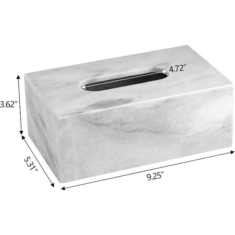 Natural Smooth Marble Tissue Holder Roll Paper Holder with Removable Acrylic Bottom for Tables Night Stands Countertops White 3.62x 5.31x 9.25