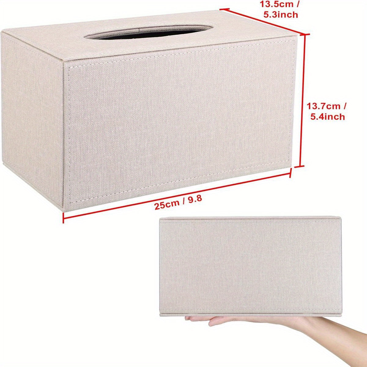 Sumnacon Large Rectangular Tissue Box Cover with Magnetic Closure - Beige & MDF Construction, Decorative Storage Holder with Rounded Corners & Sturdy Frame for Bathroom, Living Room, Office, Car - Fits Large /Kitchen Tissues, Space-Saving Design, Durable