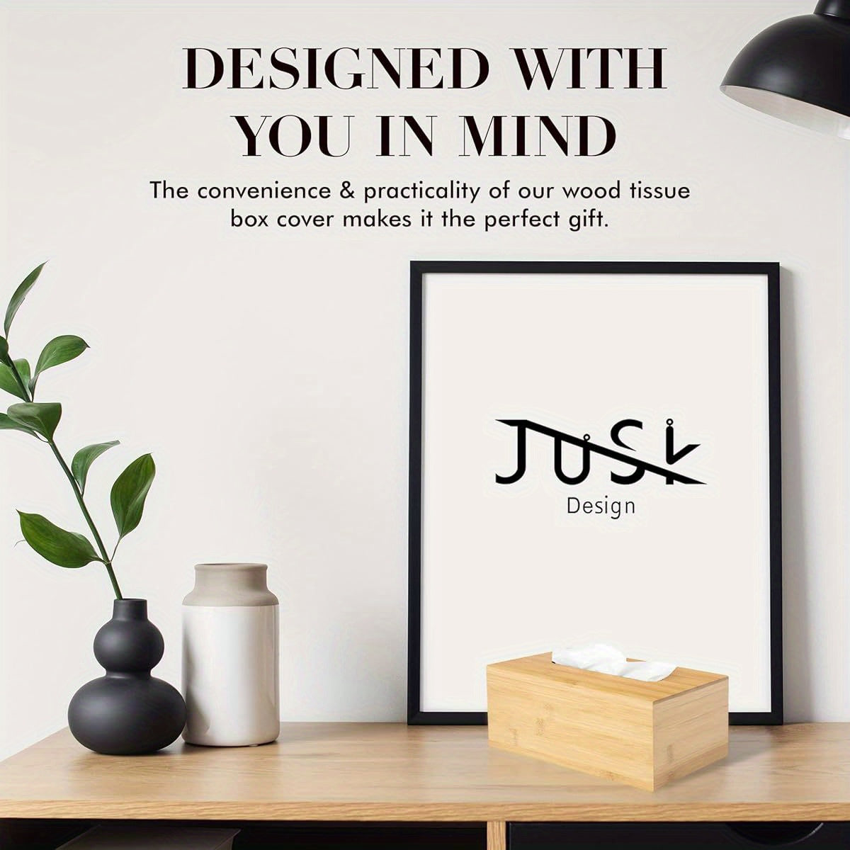 Design Tissue Box Holder - Modern, Minimalist, and Durable Wooden Tissue Box with Sliding Bottom, Easy- Refill - Premium- Quality Bamboo Tissue Box Cover, Fits 184- Count Box, Rectangular, Pack of 2