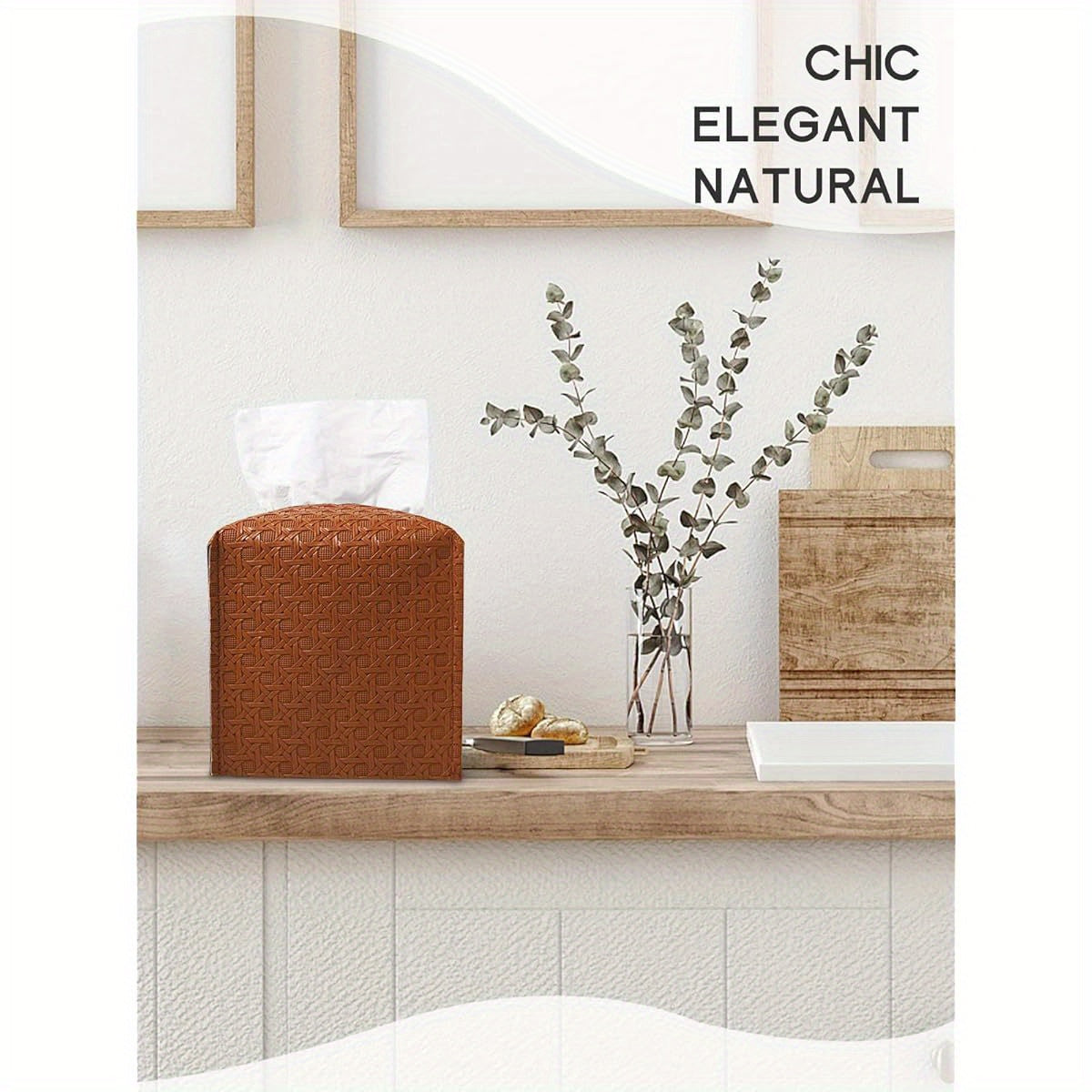 Elegant Square Tissue Box Cover with Textured Pattern - 5"x5"x5" Camel Design, Durable Plastic Bathroom Organizer for Tissues, Toiletries & Cosmetics, Toiletry Storage, Decorative Holder, Sturdy Construction