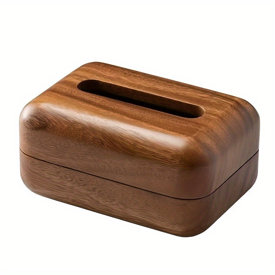 1pc Rustic Solid Wood Tissue Box Holder - Handcrafted Home & Tabletop Decor with Magnetic Closure, Natural Wood Grain Design for Living Room, Bedroom, Kitchen, Dining Room - Decorative and Functional, Decorative Accessory, Simple Elegant Design, Durable