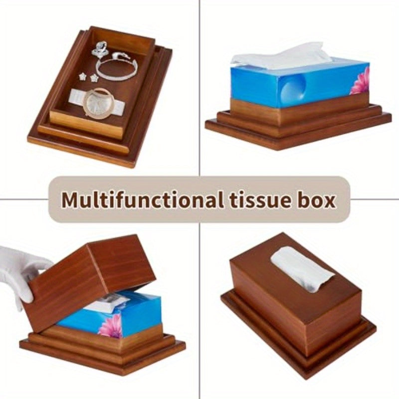 Wooden Tissue Box Cover with Hidden Compartment - Decorative Facial Cube Design, Multi-Functional Storage for Bathroom, Office, Nightstands - Elegant Wooden Tissue Holder with Secret Storage, Bathroom Organizers And Storage, Nightstand Organizer, Modern