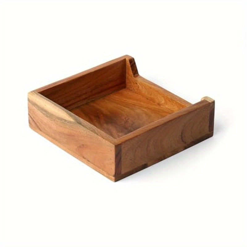Acacia Wood Tissue Holder Box - Rectangular 8x8x2 Inch Bathroom Organizer with Lid, Durable Wooden Storage for Tissues, Toiletries & Essentials, Natural Wood Finish, Compact Design for Bathroom or Kitchen, Bathroom Organizers And Storage, Minimalist