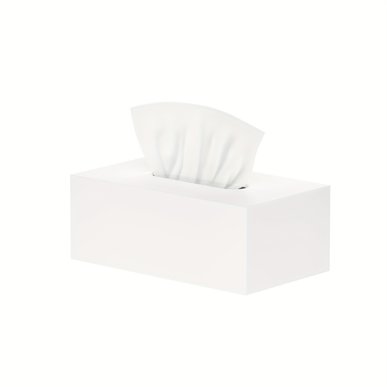 Modern Minimalist White Square Tissue Box Holder with Clear Lid - Durable Plastic Rectangular Storage Organizer with Rounded Corners & Open-Top Design for Bathroom, Office, Home, Hotel, Spa - Decorative & Functional Tissue Dispenser, Sleek Acrylic