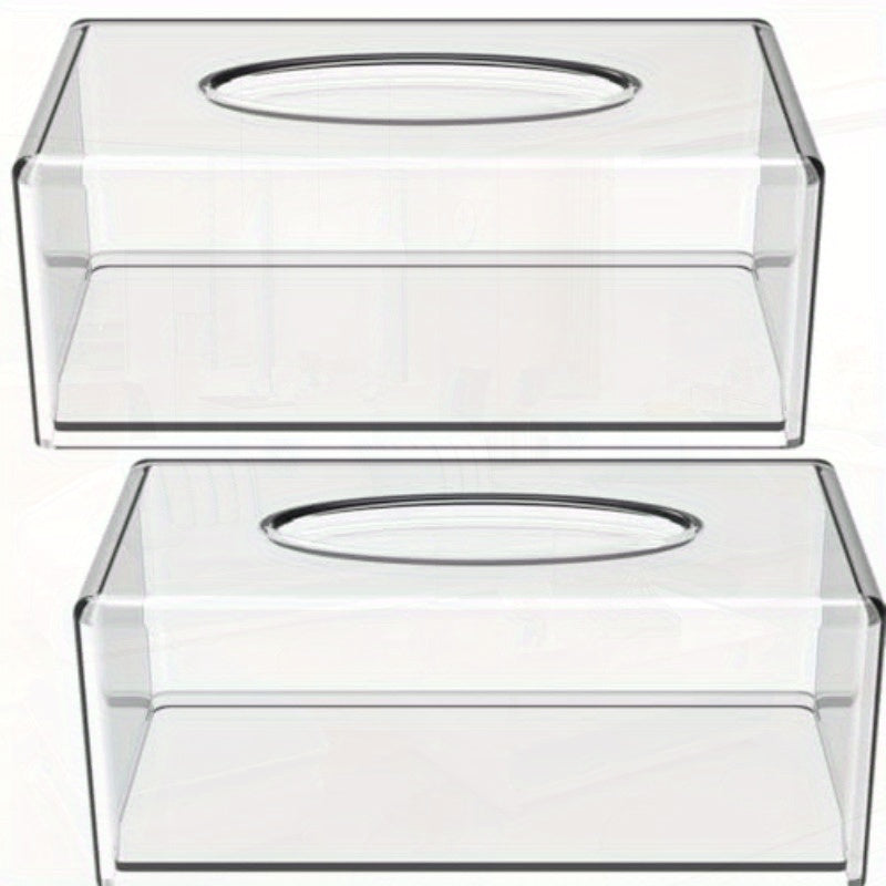 2 Pack Clear Tissue Dispenser Box Lar Facial Acrylic Tissue Box Cover Holder Napkin Organizer for Bathroom Kitchen and Office Room Rectangle 2.64gal X 5.3 W X 4.3 H