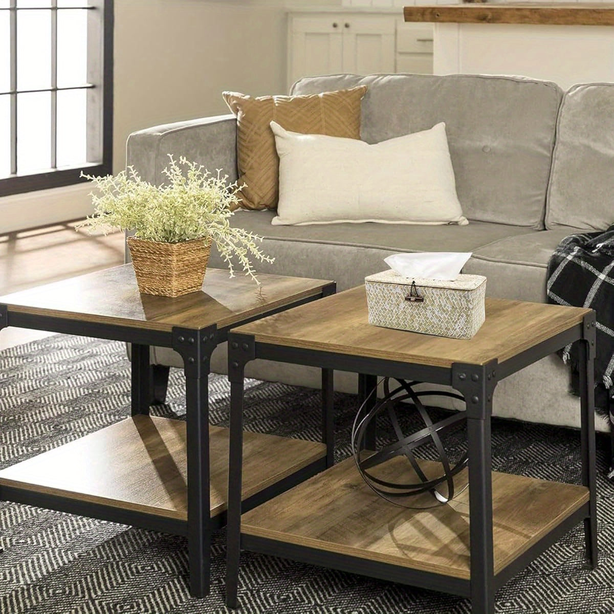 Tissue Box Cover Rectangle Seagrass Tissue Box, Woven Tissue Box Holder with Lid, Farmhouse Tissue Cover for Bathroom Toilet Living Room Bedroom Kitchen Table Desk Office, Whitewash