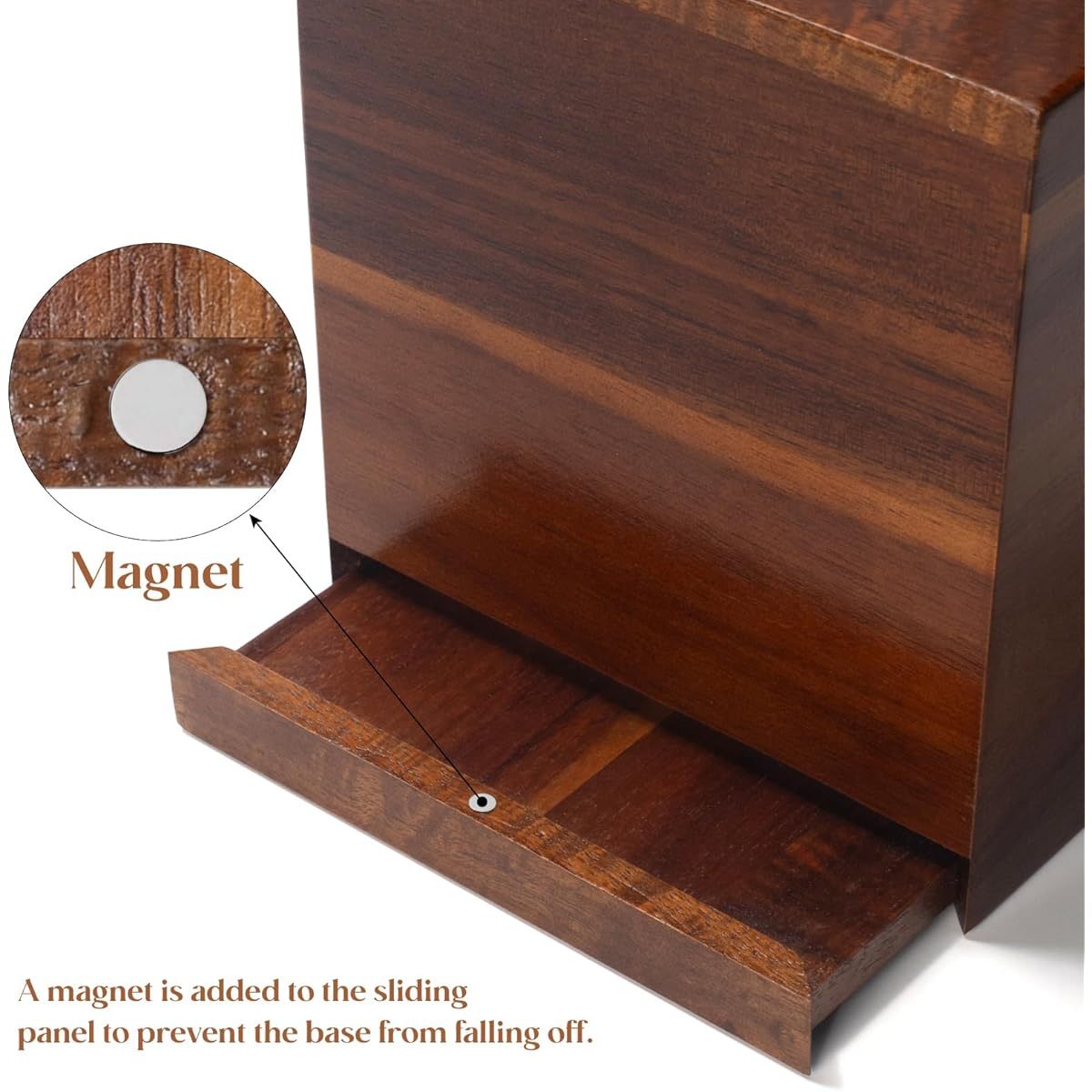 Acacia Wood-Style Plastic Tissue Box Cover - Square Decorative Cube Holder with Natural Grain Finish, 5.3x5.3x5.9 Inches, Moisture-Resistant for Bathroom, Living Room & Dining Table Decor