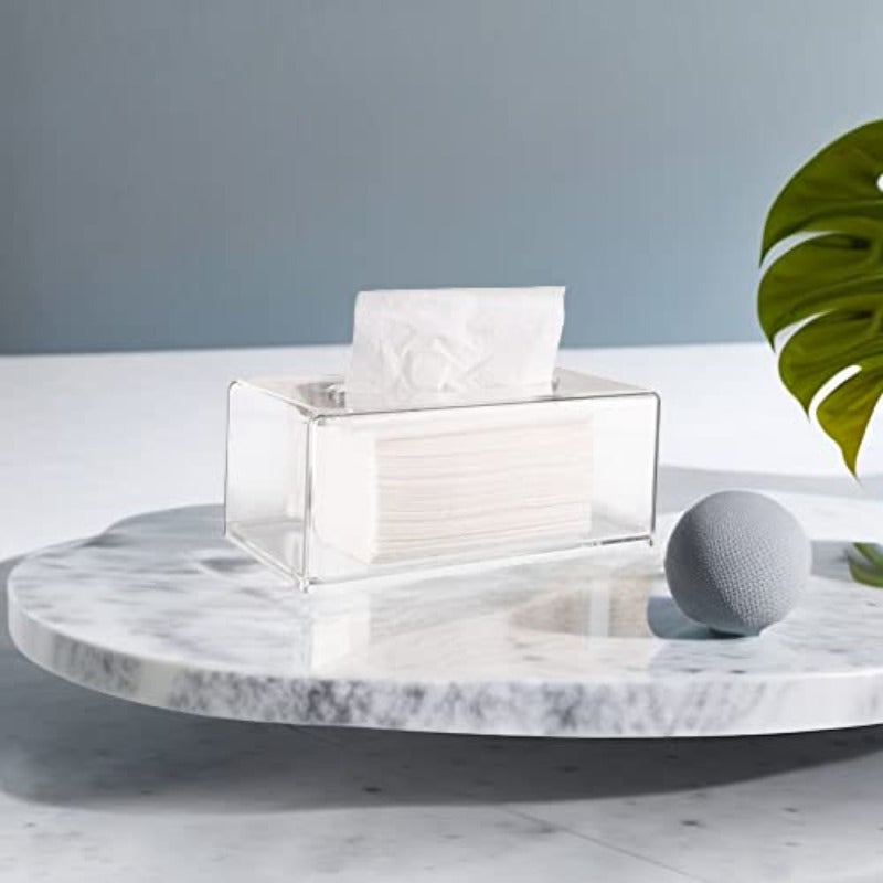 2 Pack Clear Tissue Dispenser Box Lar Facial Acrylic Tissue Box Cover Holder Napkin Organizer for Bathroom Kitchen and Office Room Rectangle 2.64gal X 5.3 W X 4.3 H