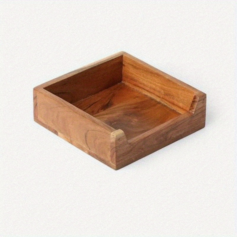 Acacia Wood Tissue Holder Box - Rectangular 8x8x2 Inch Bathroom Organizer with Lid, Durable Wooden Storage for Tissues, Toiletries & Essentials, Natural Wood Finish, Compact Design for Bathroom or Kitchen, Bathroom Organizers And Storage, Minimalist
