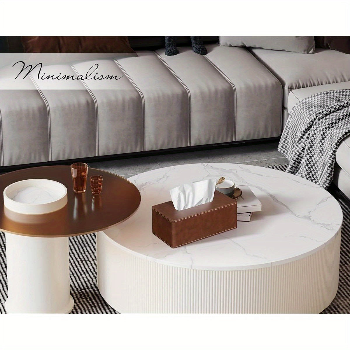 Modern Tissue Box Cover - Elegant Bathroom & Living Room Decor, Fits Standard Facial Tissues, Organizer Dispenser Holder for Vanity, Kitchen, Office - Brown, Vanity Accessory, Sleek Design, Smooth Texture, Functional Decor, Interior Designers