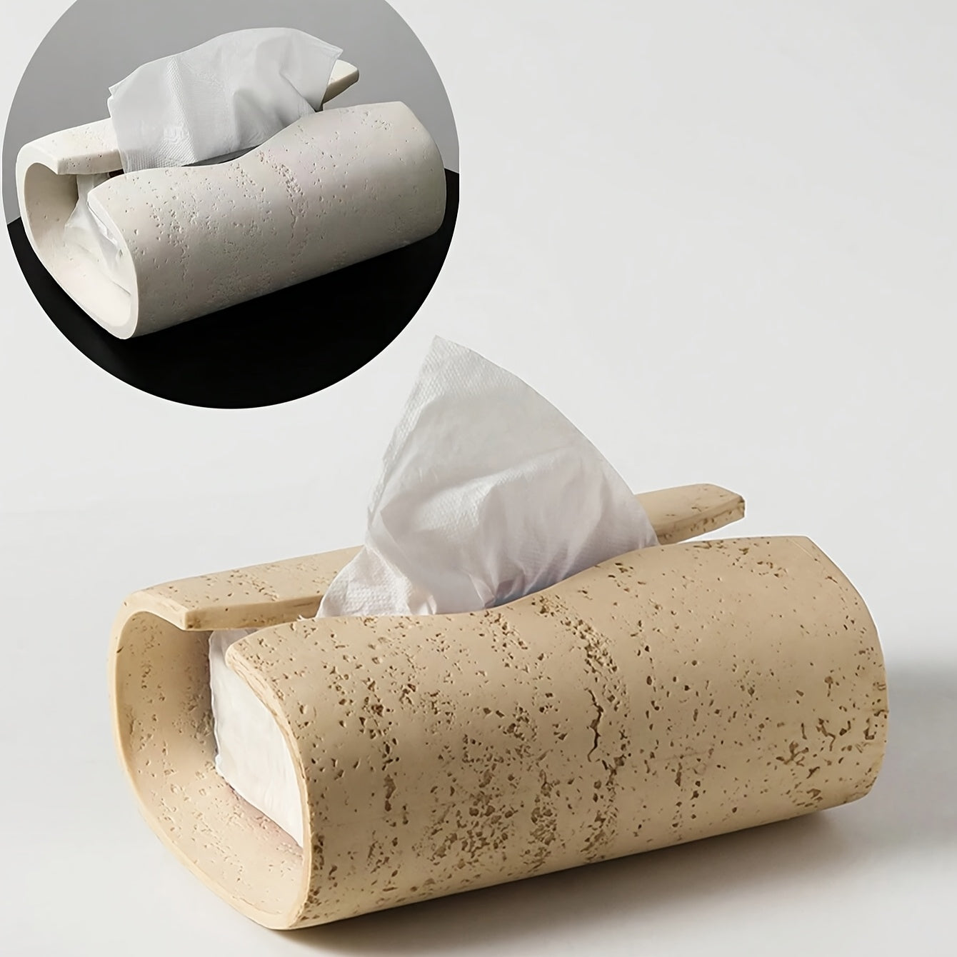 [Dual-Color Tissue Box] Modern Dual-Color Resin Sleek Streamline Tissue Box Holder | Rectangular Design, Perfect for Home or Office Decor