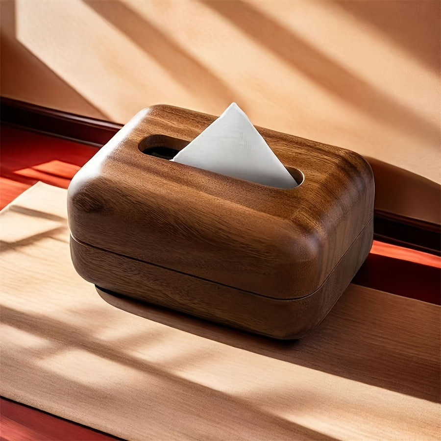1pc Rustic Solid Wood Tissue Box Holder - Handcrafted Home & Tabletop Decor with Magnetic Closure, Natural Wood Grain Design for Living Room, Bedroom, Kitchen, Dining Room - Decorative and Functional, Decorative Accessory, Simple Elegant Design, Durable