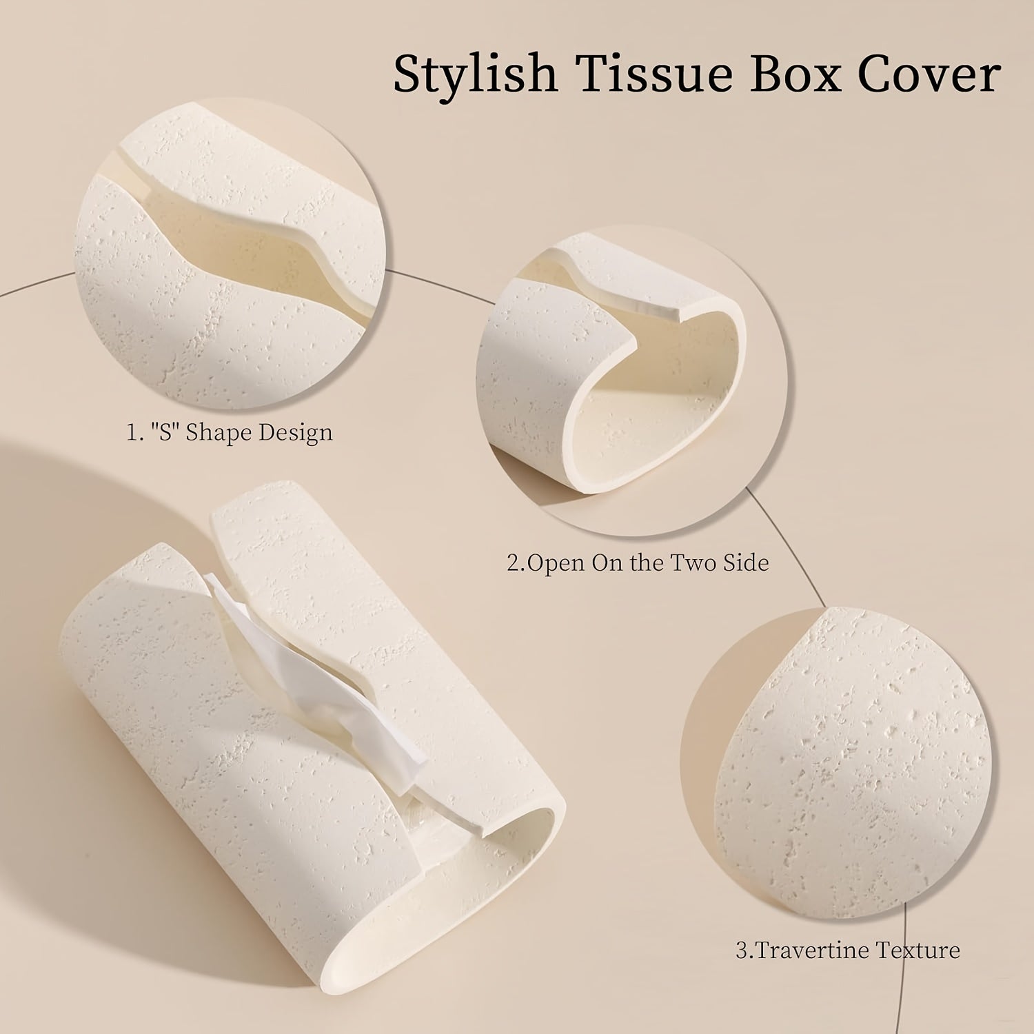 [Dual-Color Tissue Box] Modern Dual-Color Resin Sleek Streamline Tissue Box Holder | Rectangular Design, Perfect for Home or Office Decor