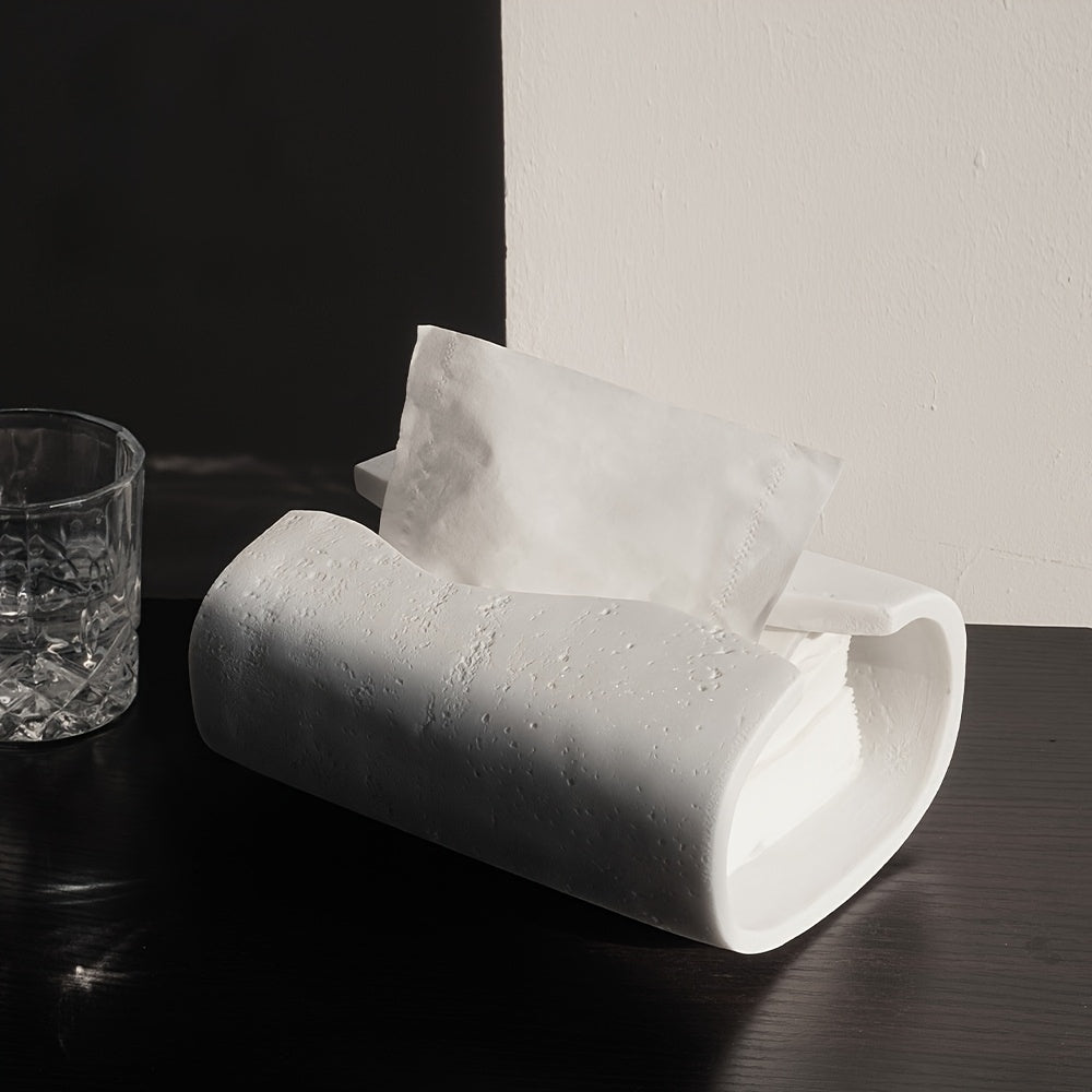 [Dual-Color Tissue Box] Modern Dual-Color Resin Sleek Streamline Tissue Box Holder | Rectangular Design, Perfect for Home or Office Decor