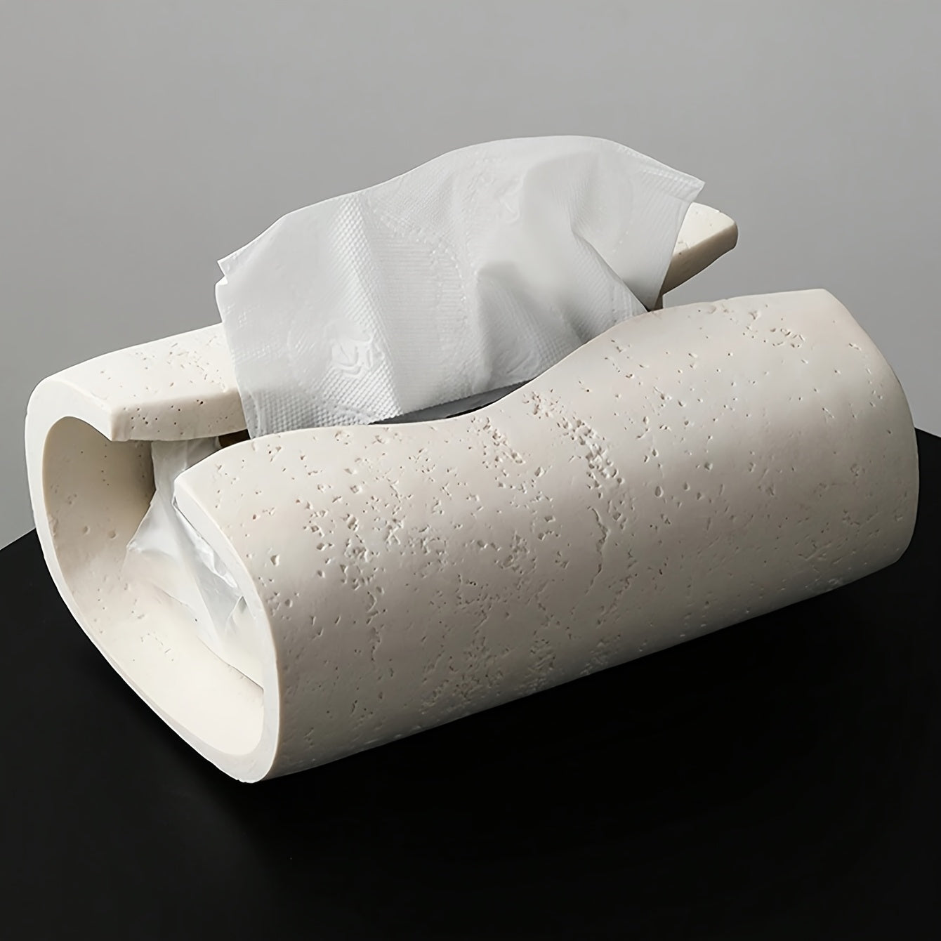 [Dual-Color Tissue Box] Modern Dual-Color Resin Sleek Streamline Tissue Box Holder | Rectangular Design, Perfect for Home or Office Decor