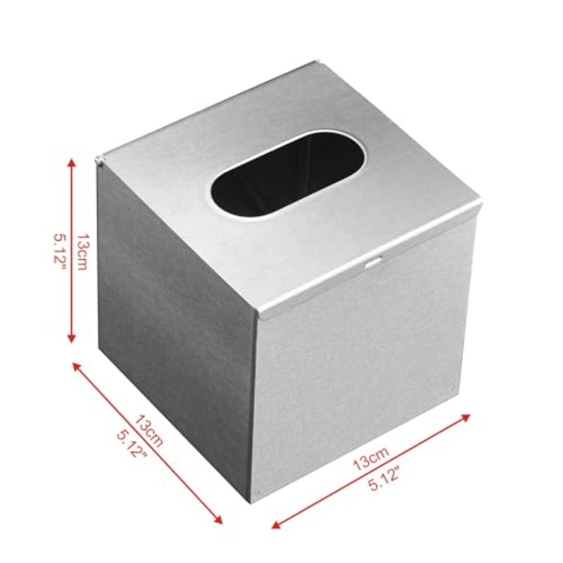 Modern Square Glass Tissue Box Holder with Brushed Nickel Finish - Rustproof Flip-Top Lid, Easy Refill & Multi-Use Design for Bathroom, Bedroom, Office - 5.12" Cube Organizer, Tabletop Wall-Mounted (Hardware Included) - Decorative Storage for Tissues &