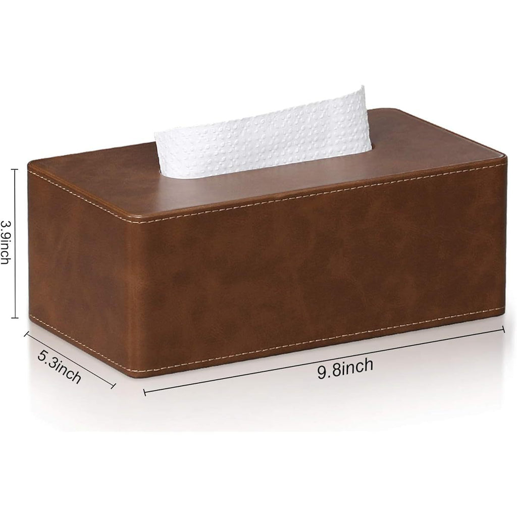 Modern Tissue Box Cover - Elegant Bathroom & Living Room Decor, Fits Standard Facial Tissues, Organizer Dispenser Holder for Vanity, Kitchen, Office - Brown, Vanity Accessory, Sleek Design, Smooth Texture, Functional Decor, Interior Designers