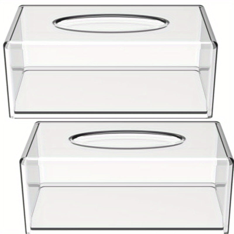 2 Pack Clear Tissue Dispenser Box Lar Facial Acrylic Tissue Box Cover Holder Napkin Organizer for Bathroom Kitchen and Office Room Rectangle 2.64gal X 5.3 W X 4.3 H