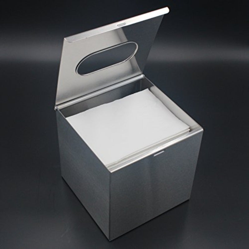 Modern Square Glass Tissue Box Holder with Brushed Nickel Finish - Rustproof Flip-Top Lid, Easy Refill & Multi-Use Design for Bathroom, Bedroom, Office - 5.12" Cube Organizer, Tabletop Wall-Mounted (Hardware Included) - Decorative Storage for Tissues &
