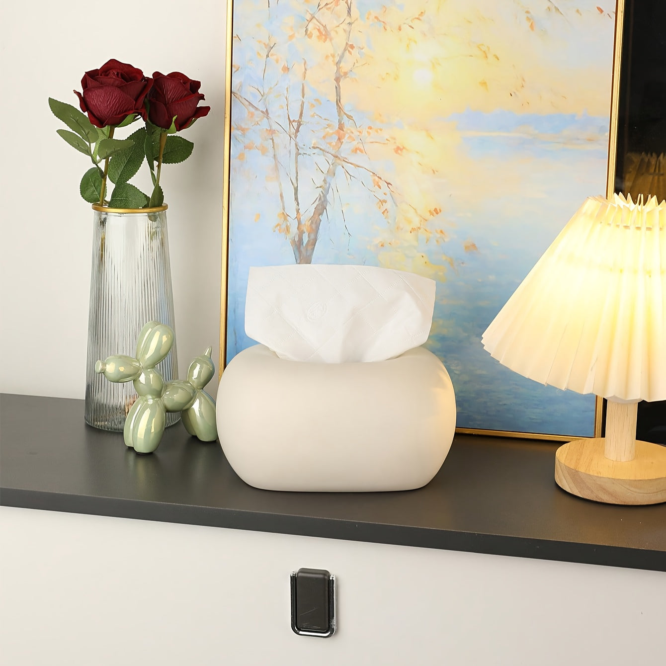 Ceramic Tissue Box Cover | Rectangular Design with Lid | Multi-Use for Dining Table, Kitchen & Living Room | Elegant Home Decor Accessory | Neutral Color