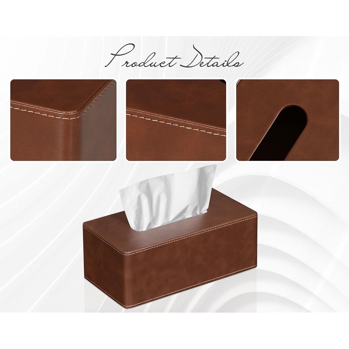 Modern Tissue Box Cover - Elegant Bathroom & Living Room Decor, Fits Standard Facial Tissues, Organizer Dispenser Holder for Vanity, Kitchen, Office - Brown, Vanity Accessory, Sleek Design, Smooth Texture, Functional Decor, Interior Designers