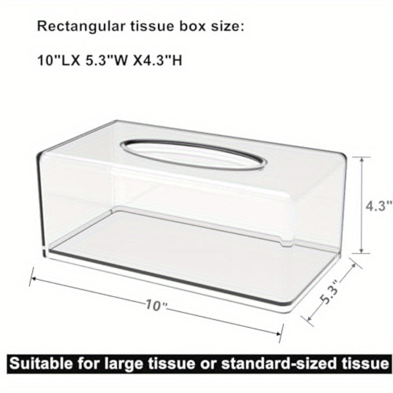 2 Pack Clear Tissue Dispenser Box Lar Facial Acrylic Tissue Box Cover Holder Napkin Organizer for Bathroom Kitchen and Office Room Rectangle 2.64gal X 5.3 W X 4.3 H