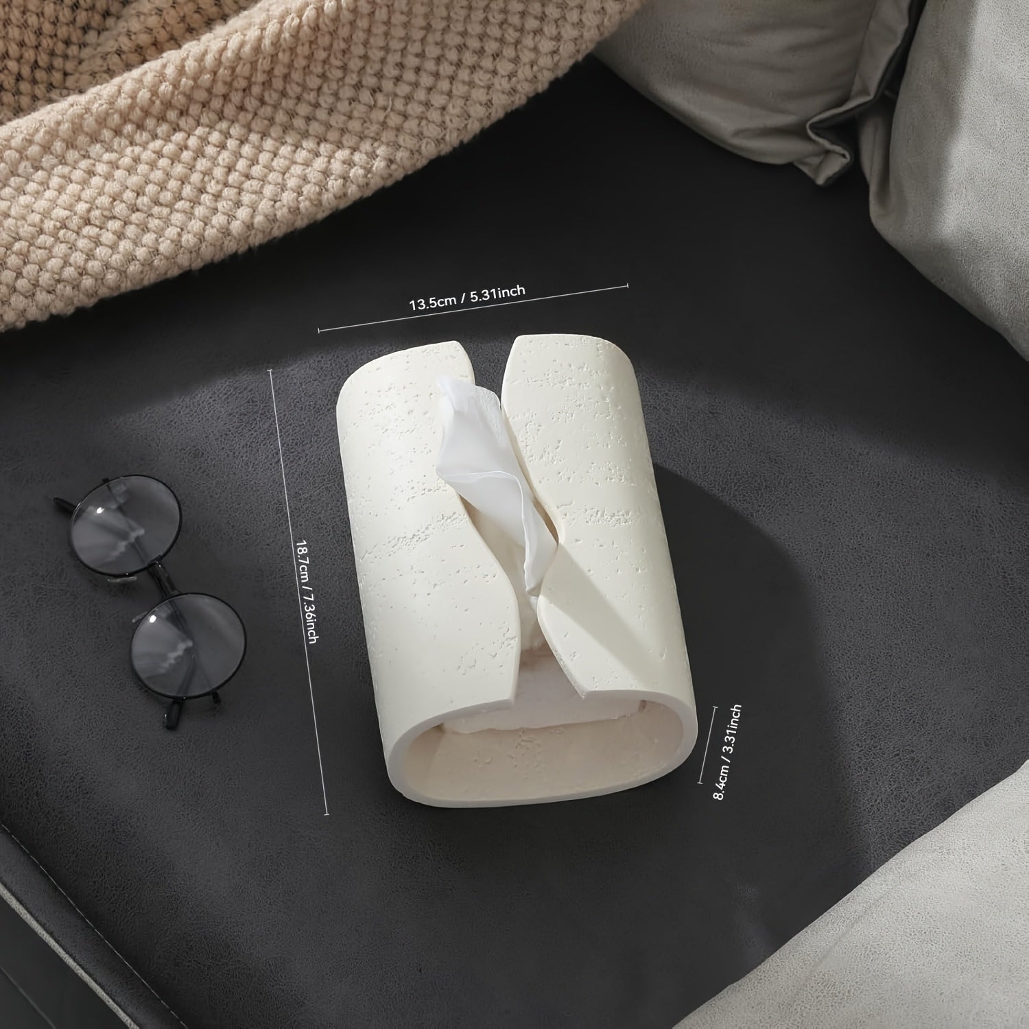 [Dual-Color Tissue Box] Modern Dual-Color Resin Sleek Streamline Tissue Box Holder | Rectangular Design, Perfect for Home or Office Decor