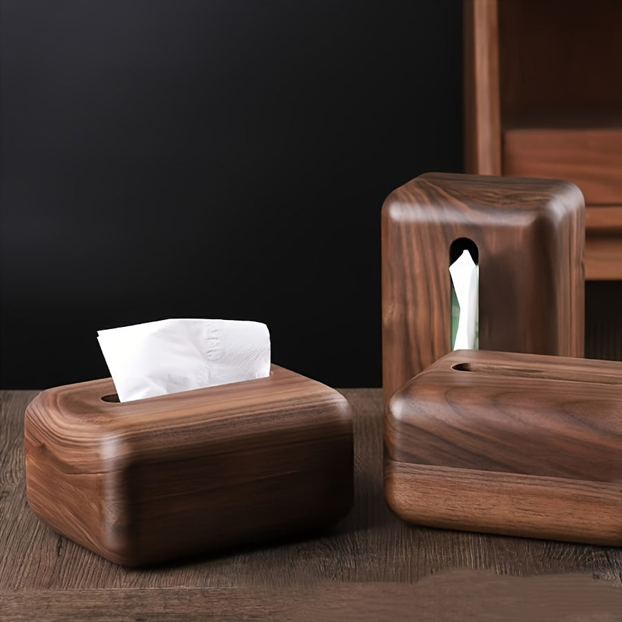 1pc Rustic Solid Wood Tissue Box Holder - Handcrafted Home & Tabletop Decor with Magnetic Closure, Natural Wood Grain Design for Living Room, Bedroom, Kitchen, Dining Room - Decorative and Functional, Decorative Accessory, Simple Elegant Design, Durable
